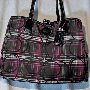 Y2K Poppy Collection Coach Signature Tartan Plaid Satchel